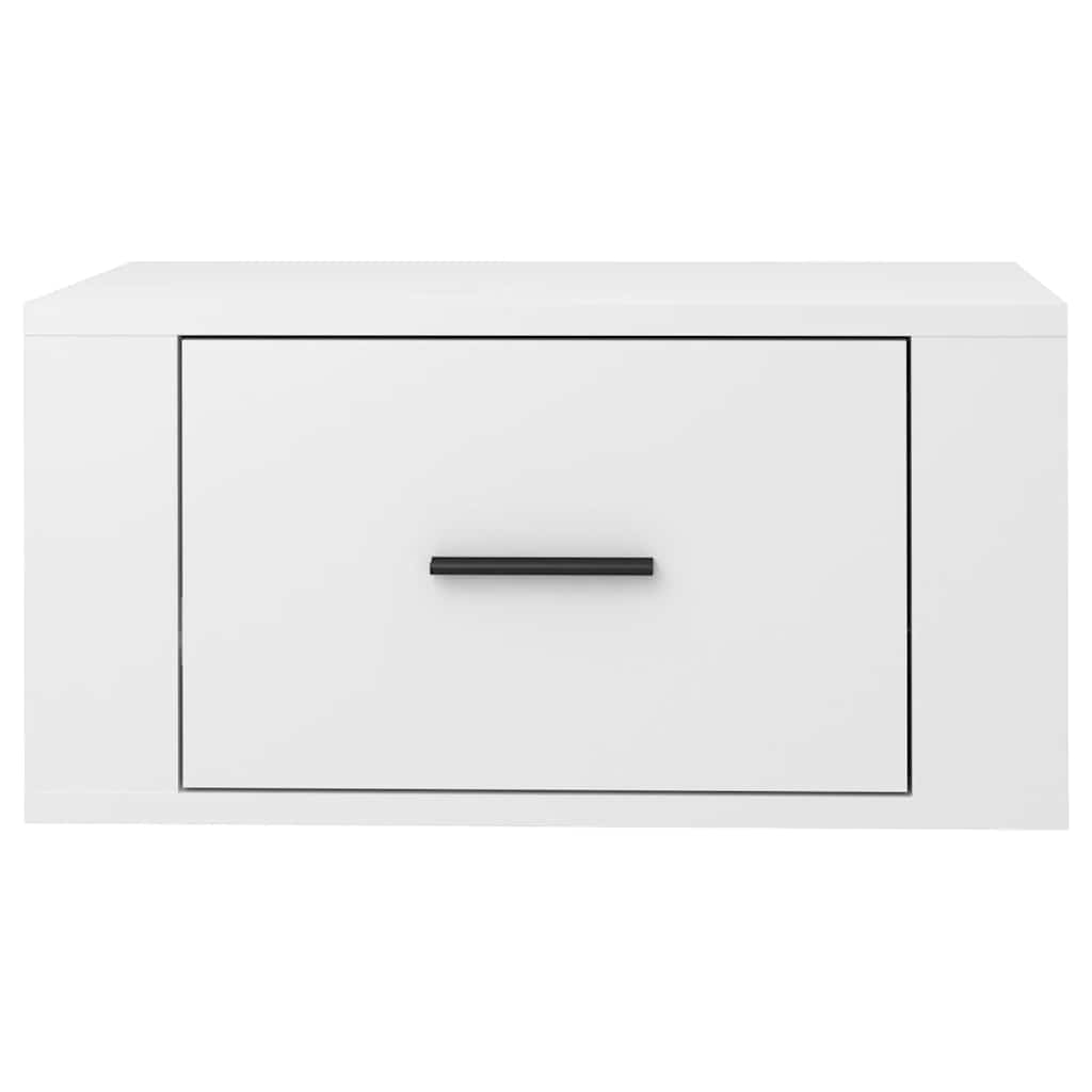 vidaXL Table de chevet murale blanc brillant 50x36x25 cm