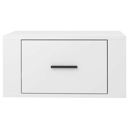 vidaXL Table de chevet murale blanc brillant 50x36x25 cm