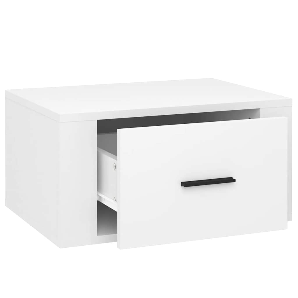 vidaXL Table de chevet murale blanc brillant 50x36x25 cm
