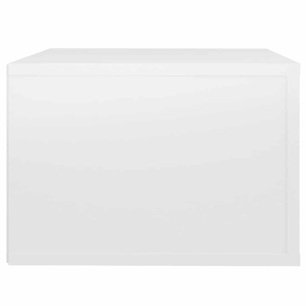 vidaXL Table de chevet murale blanc brillant 50x36x25 cm