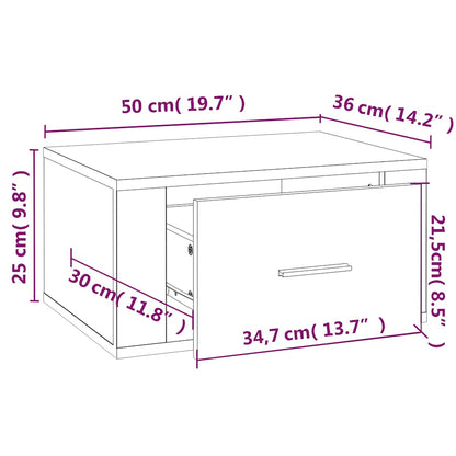 vidaXL Table de chevet murale blanc brillant 50x36x25 cm