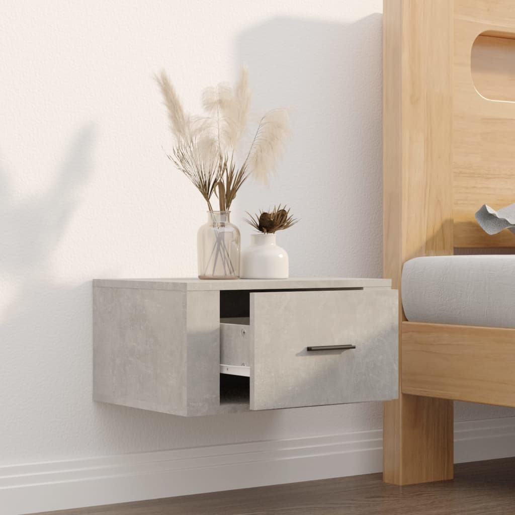 vidaXL Table de chevet murale gris béton 50x36x25 cm
