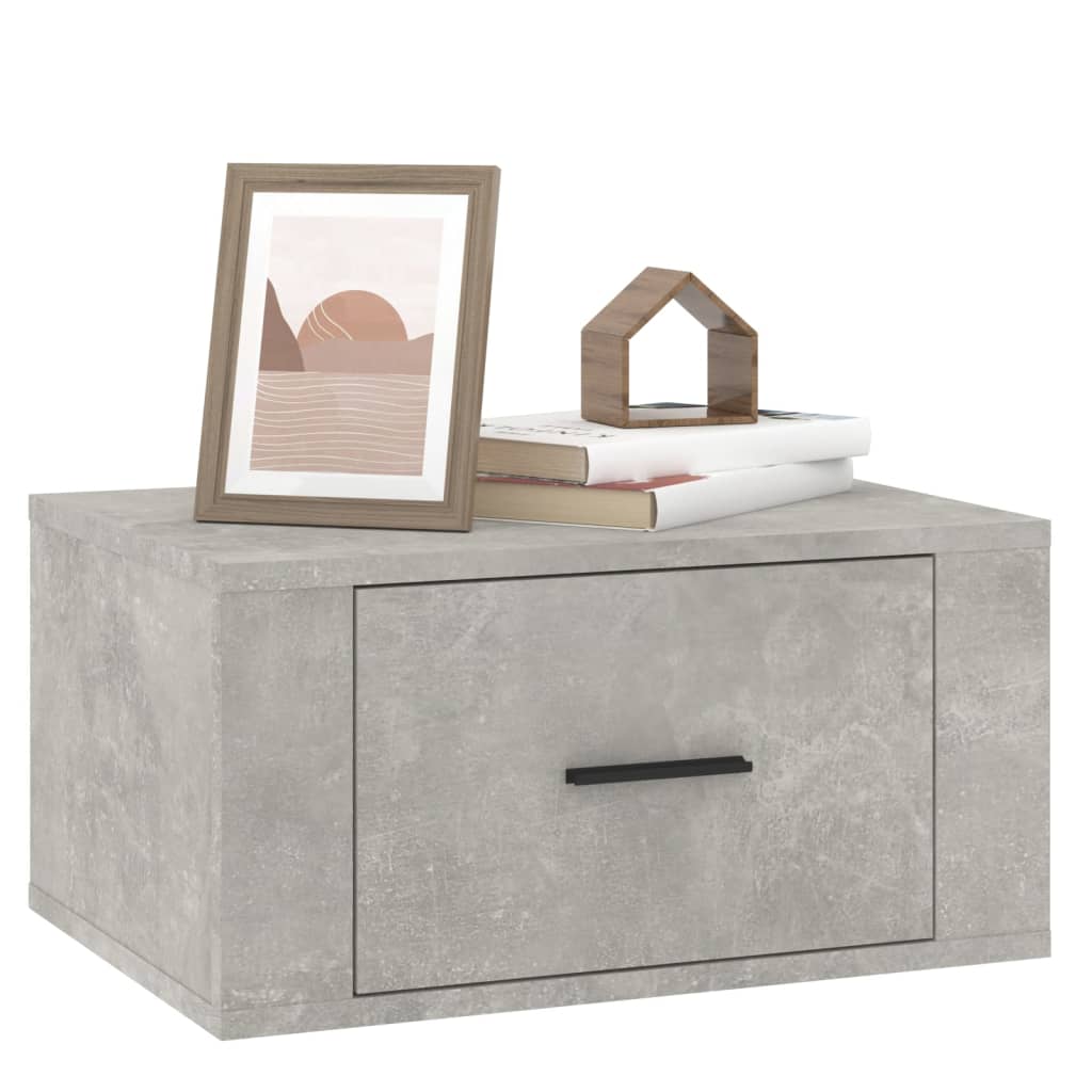 vidaXL Table de chevet murale gris béton 50x36x25 cm