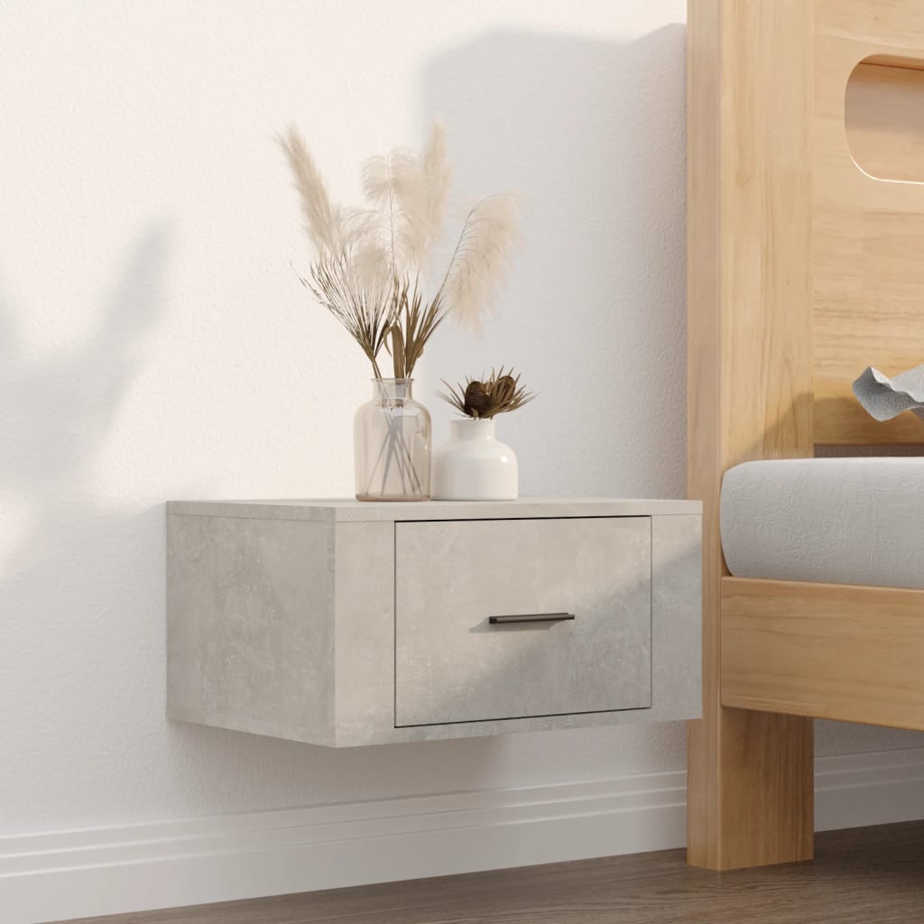 vidaXL Table de chevet murale gris béton 50x36x25 cm