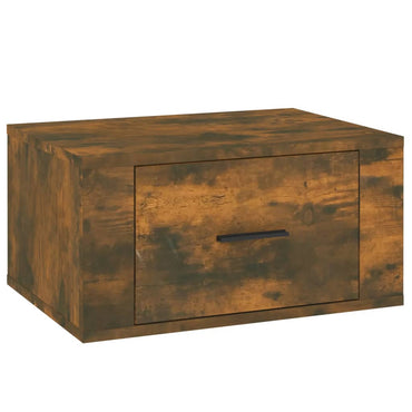 vidaXL Table de chevet murale chêne fumé 50x36x25 cm