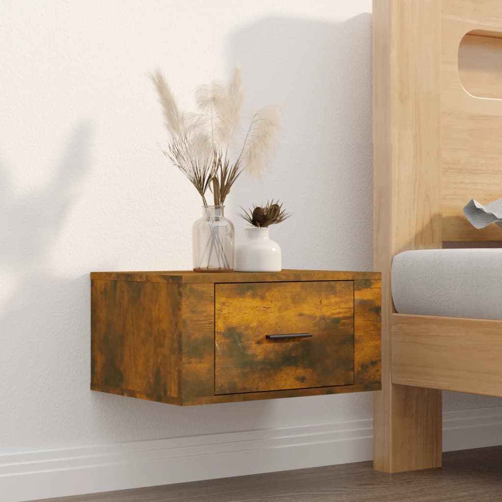 vidaXL Tables de chevet murales 2 pcs Chêne fumé 50x36x25 cm