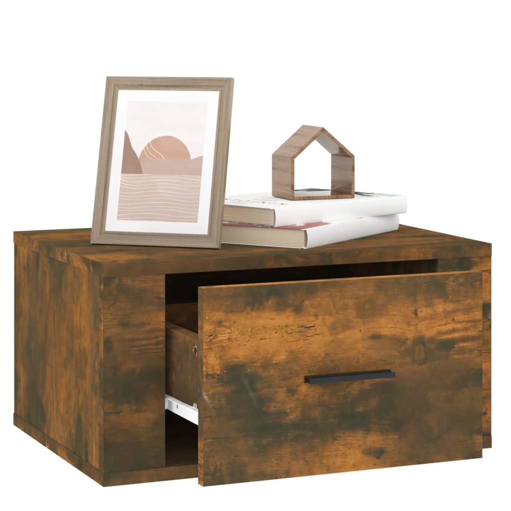 vidaXL Tables de chevet murales 2 pcs Chêne fumé 50x36x25 cm