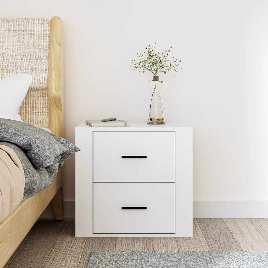 vidaXL Table de chevet murale Blanc 50x36x47 cm