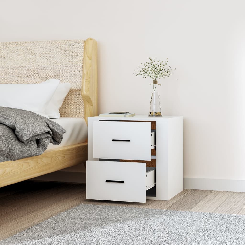 vidaXL Table de chevet murale Blanc 50x36x47 cm