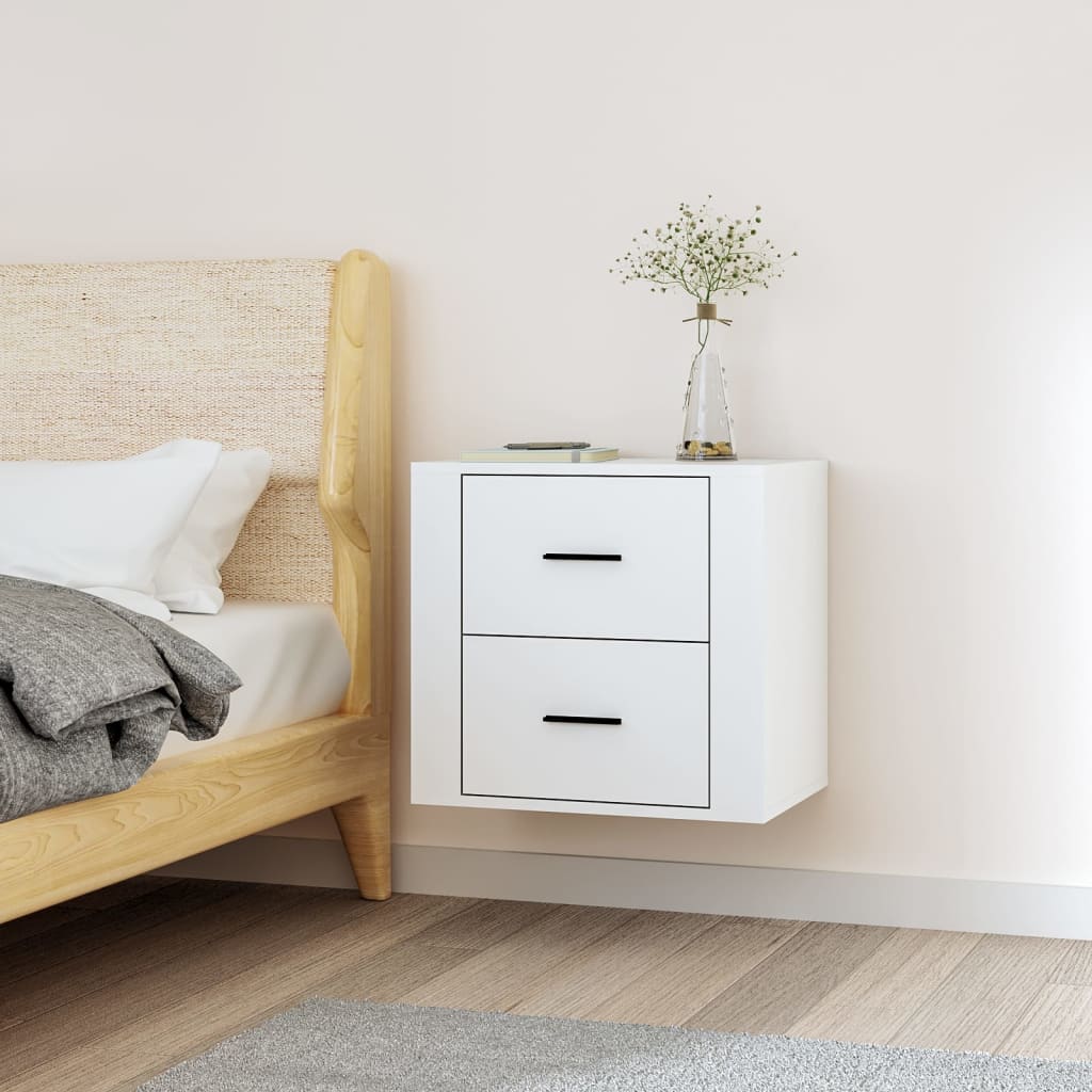 vidaXL Table de chevet murale Blanc 50x36x47 cm