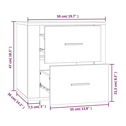 vidaXL Wand-Nachttisch Schwarz 50x36x47 cm