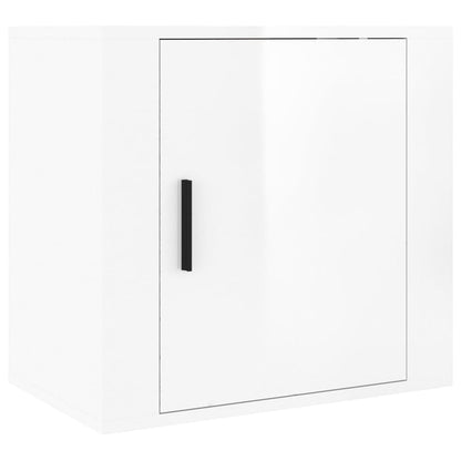 vidaXL Table de chevet murale blanc brillant 50x30x47 cm