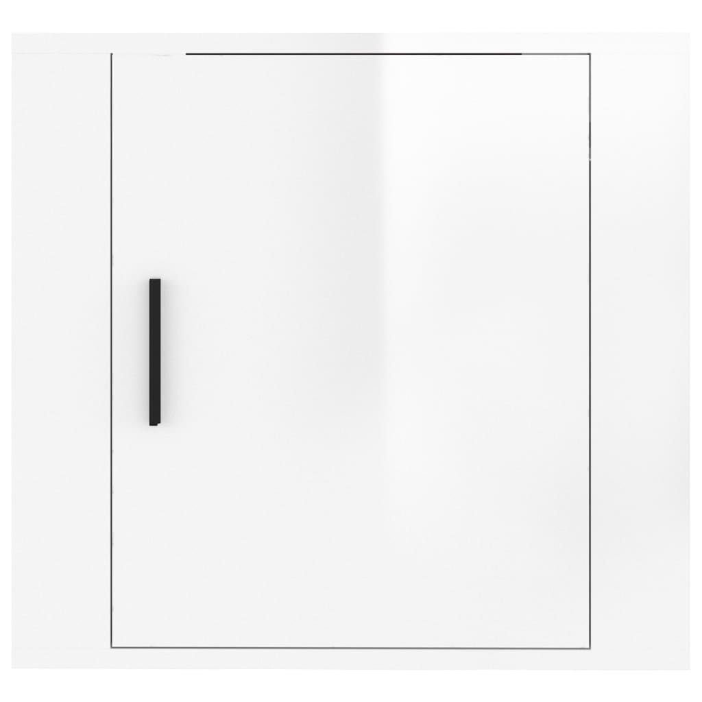 vidaXL Table de chevet murale blanc brillant 50x30x47 cm