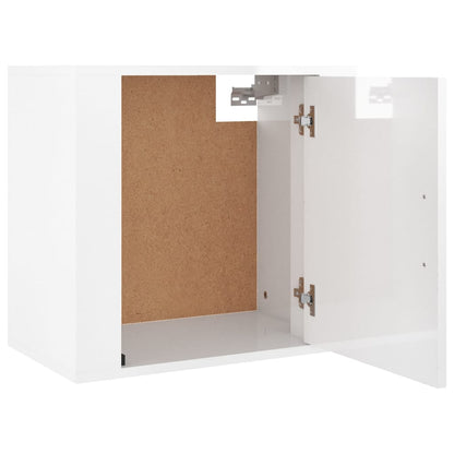 vidaXL Table de chevet murale blanc brillant 50x30x47 cm