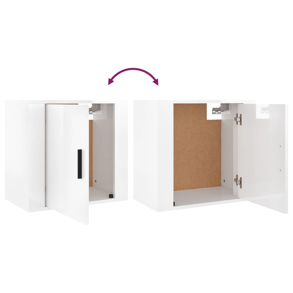 vidaXL Table de chevet murale blanc brillant 50x30x47 cm