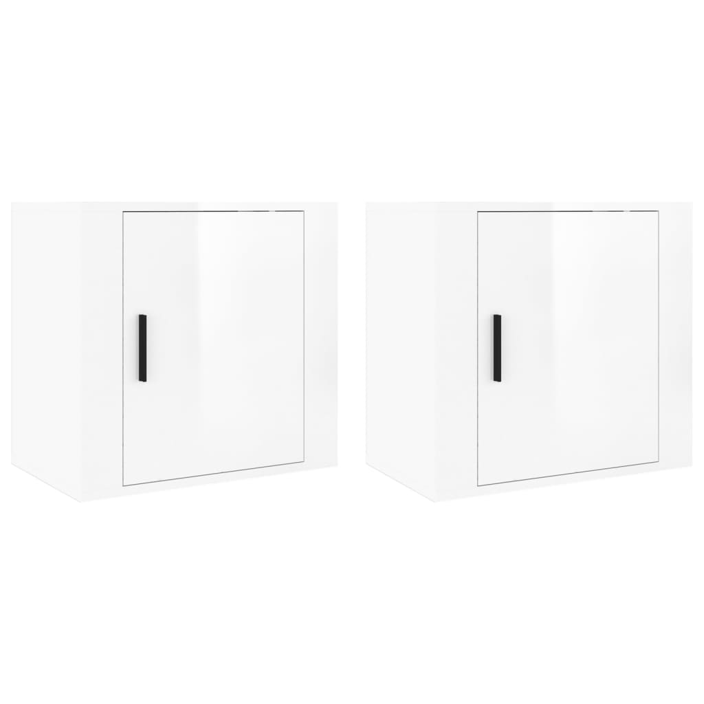 vidaXL Wand-Nachttische 2 Stk. Hochglanz-Weiß 50x30x47 cm