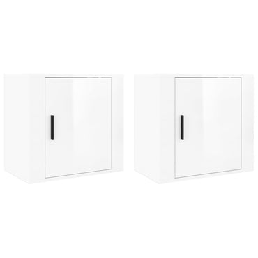 vidaXL Wand-Nachttische 2 Stk. Hochglanz-Weiß 50x30x47 cm