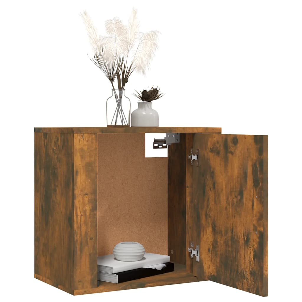 vidaXL Table de chevet murale chêne fumé 50x30x47 cm