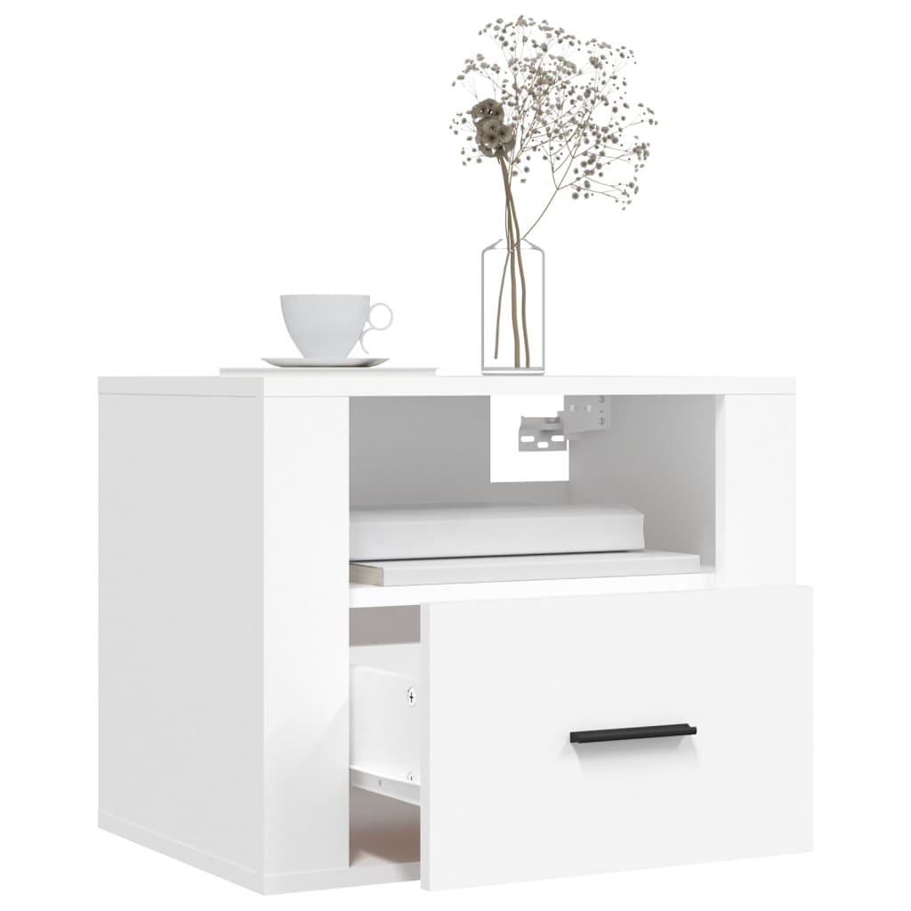 vidaXL Table de chevet murale Blanc 50x36x40 cm