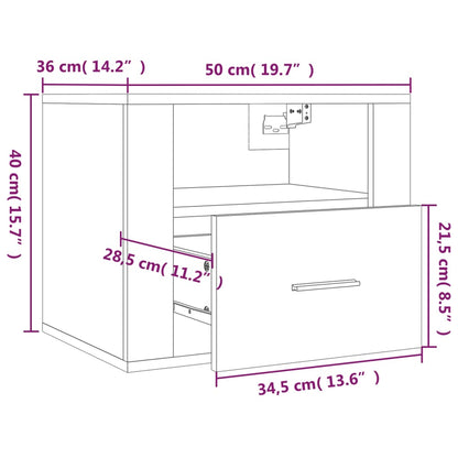 vidaXL Tables de chevet murales 2 pcs Blanc 50x36x40 cm