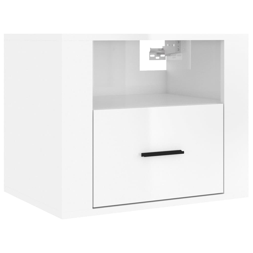 vidaXL Table de chevet murale blanc brillant 50x36x40 cm