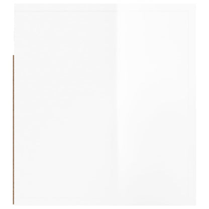 vidaXL Table de chevet murale blanc brillant 50x36x40 cm
