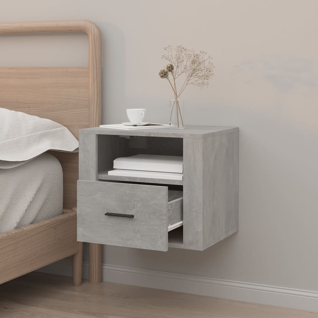 vidaXL Table de chevet murale gris béton 50x36x40 cm