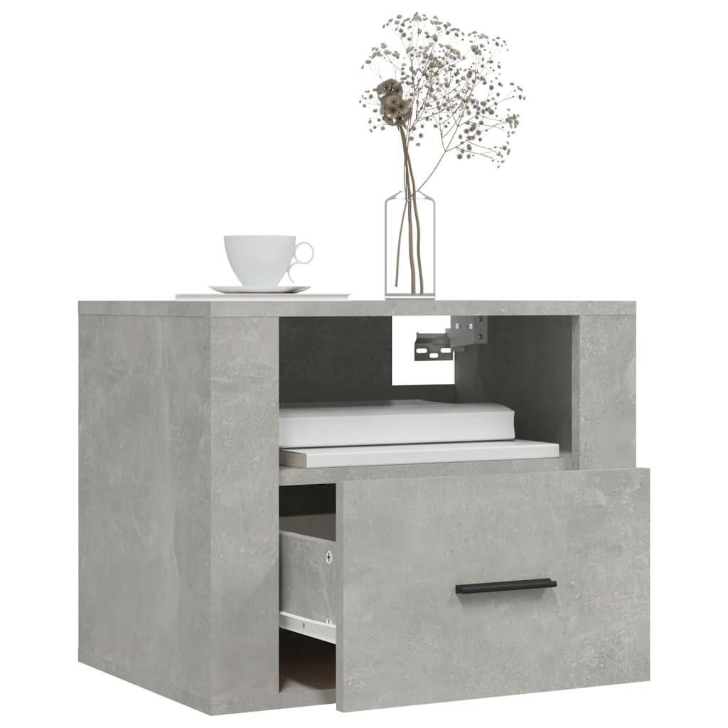 vidaXL Table de chevet murale gris béton 50x36x40 cm