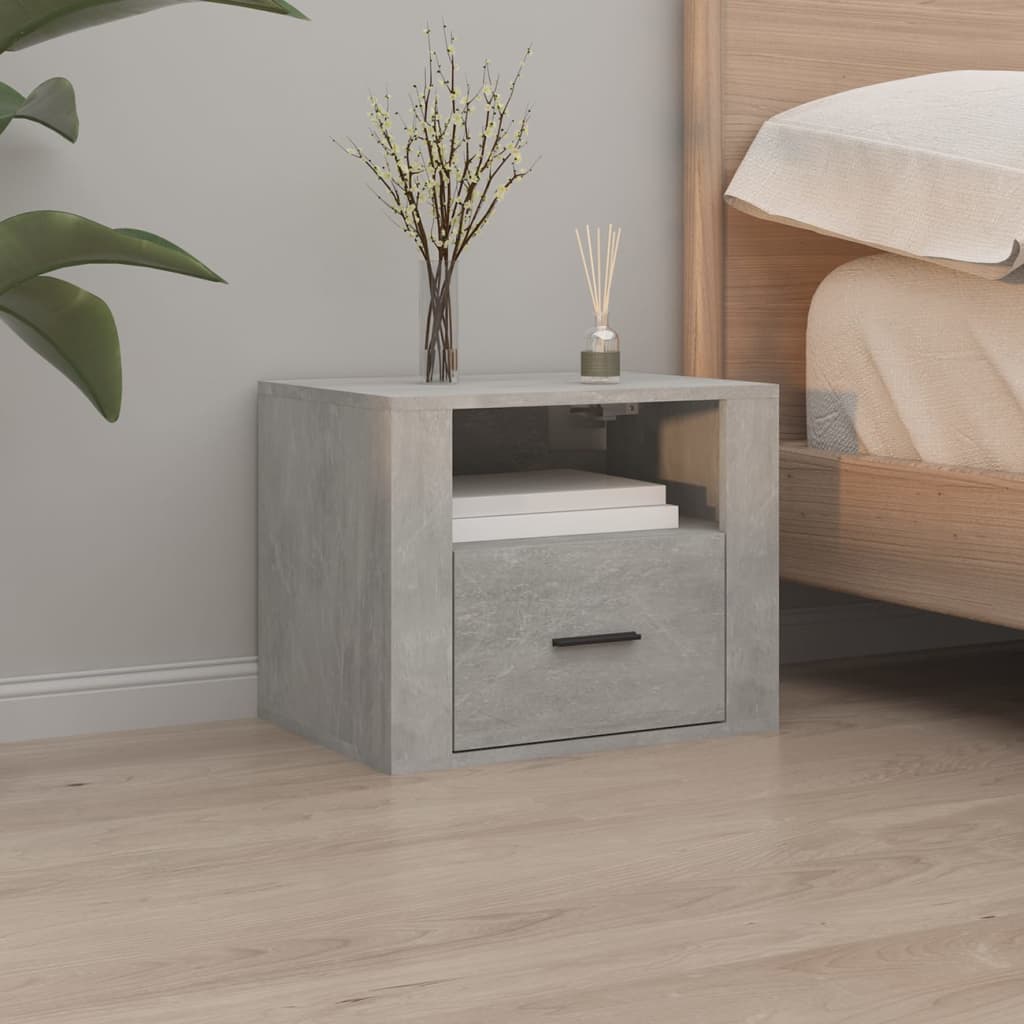vidaXL Table de chevet murale gris béton 50x36x40 cm
