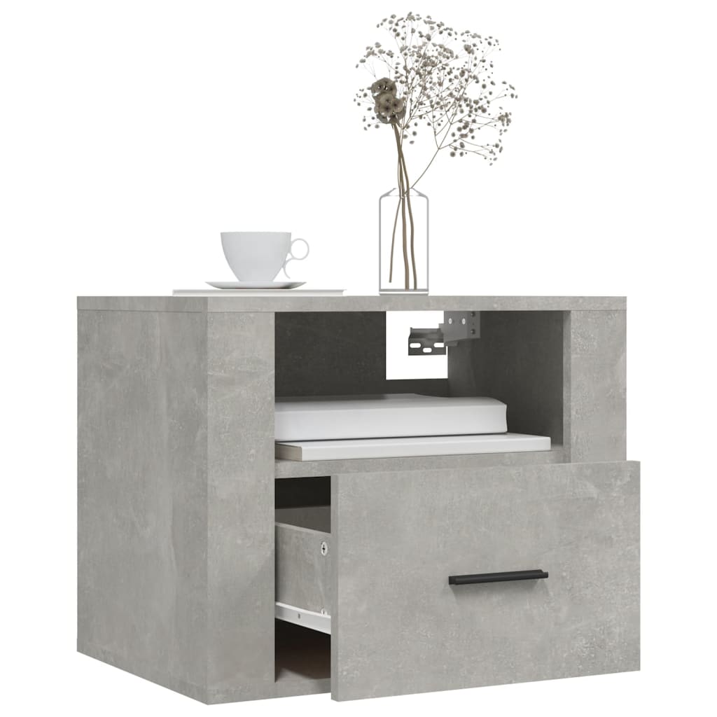 vidaXL Tables de chevet murales 2 pcs Gris béton 50x36x40 cm