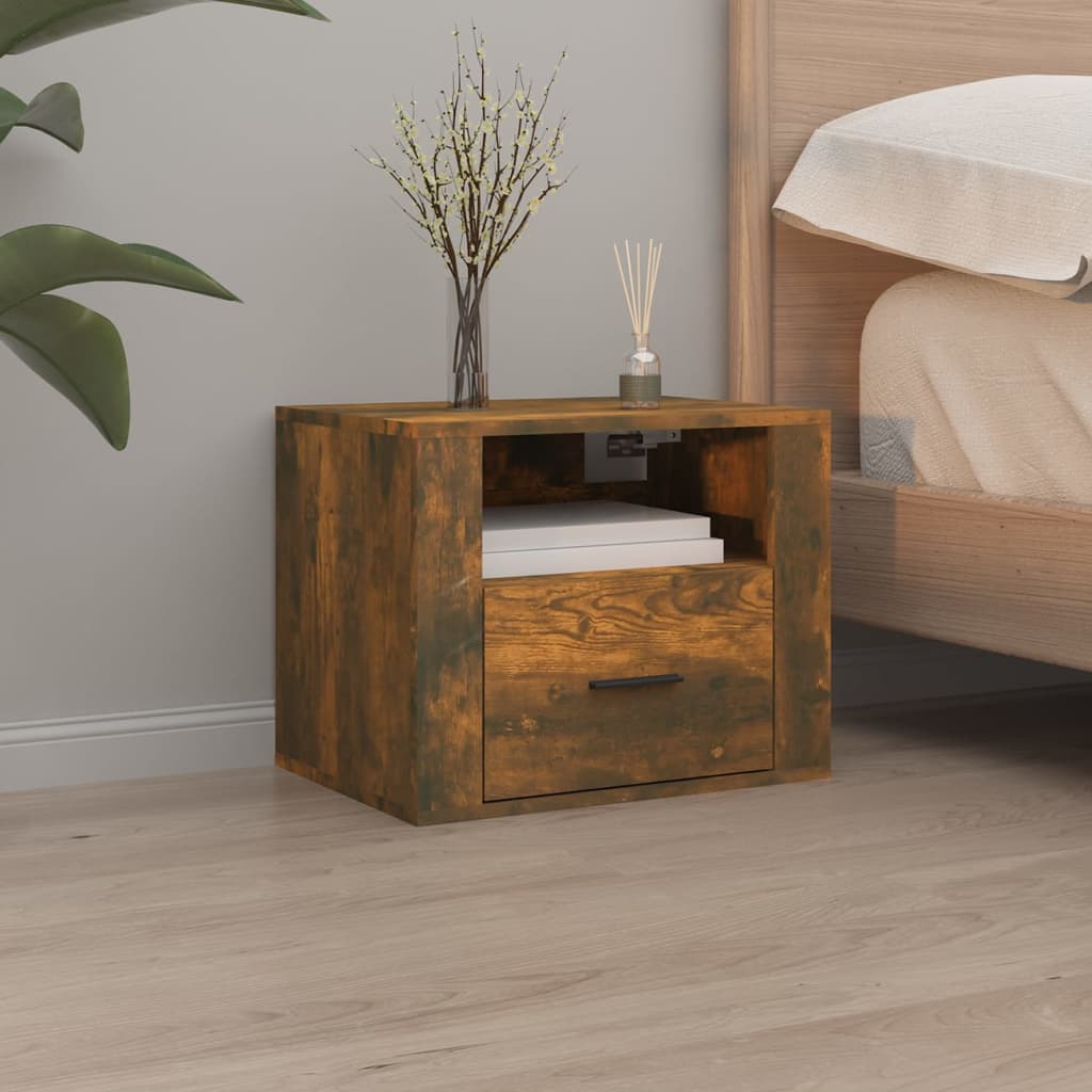 vidaXL Tables de chevet murales 2 pcs Chêne fumé 50x36x40 cm
