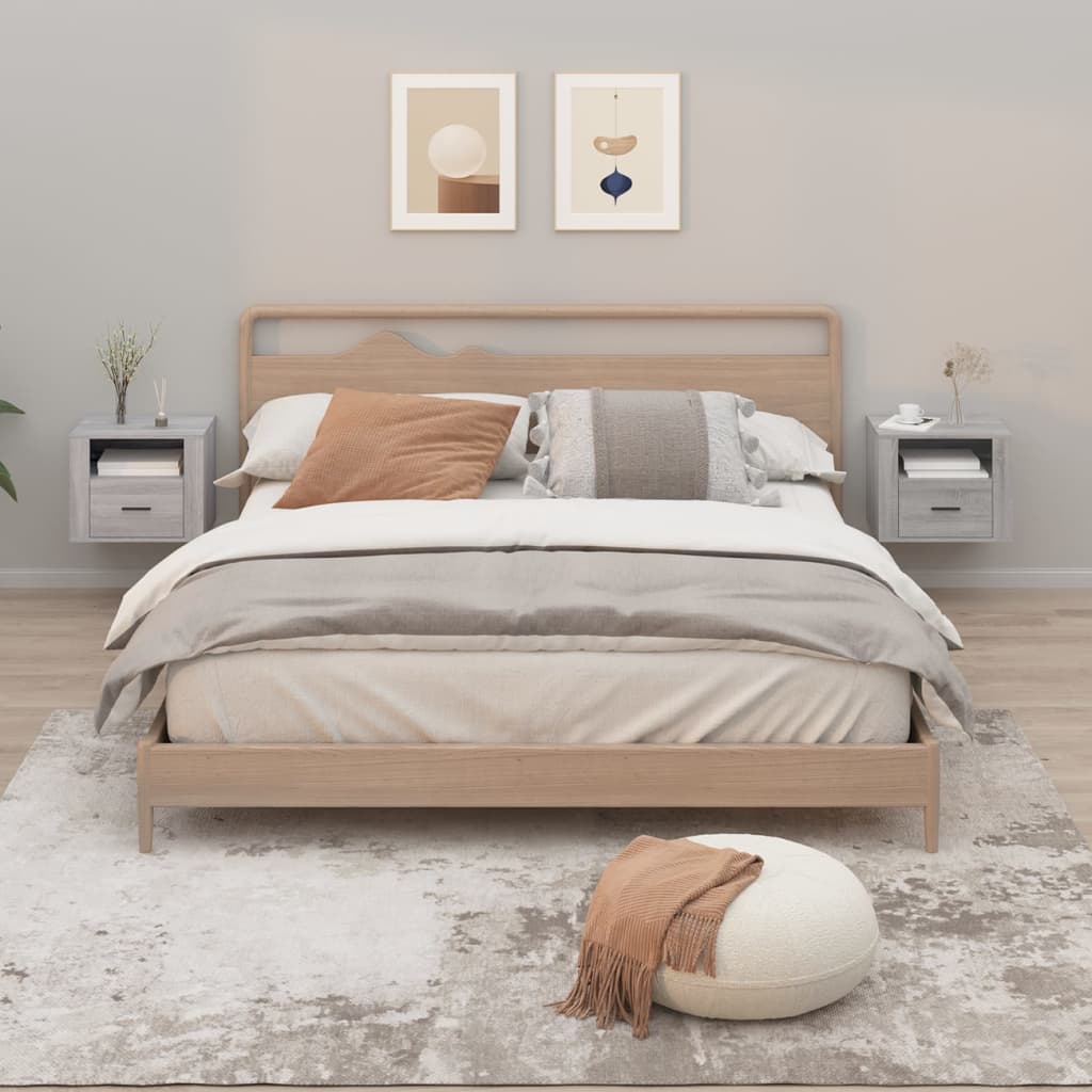 vidaXL Tables de chevet murales 2 pcs Gris Sonoma 50x36x40 cm