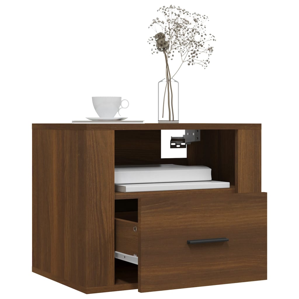 vidaXL Tables de chevet murales 2 pcs Marron aspect chêne 50x36x40 cm