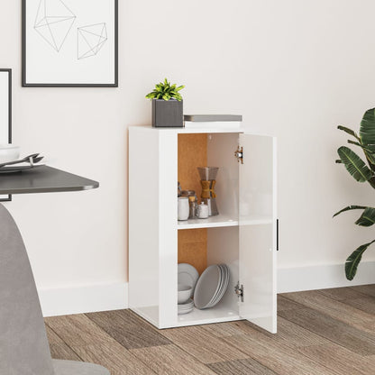 vidaXL Bahut blanc brillant 40x33x70 cm en bois d'ingénierie