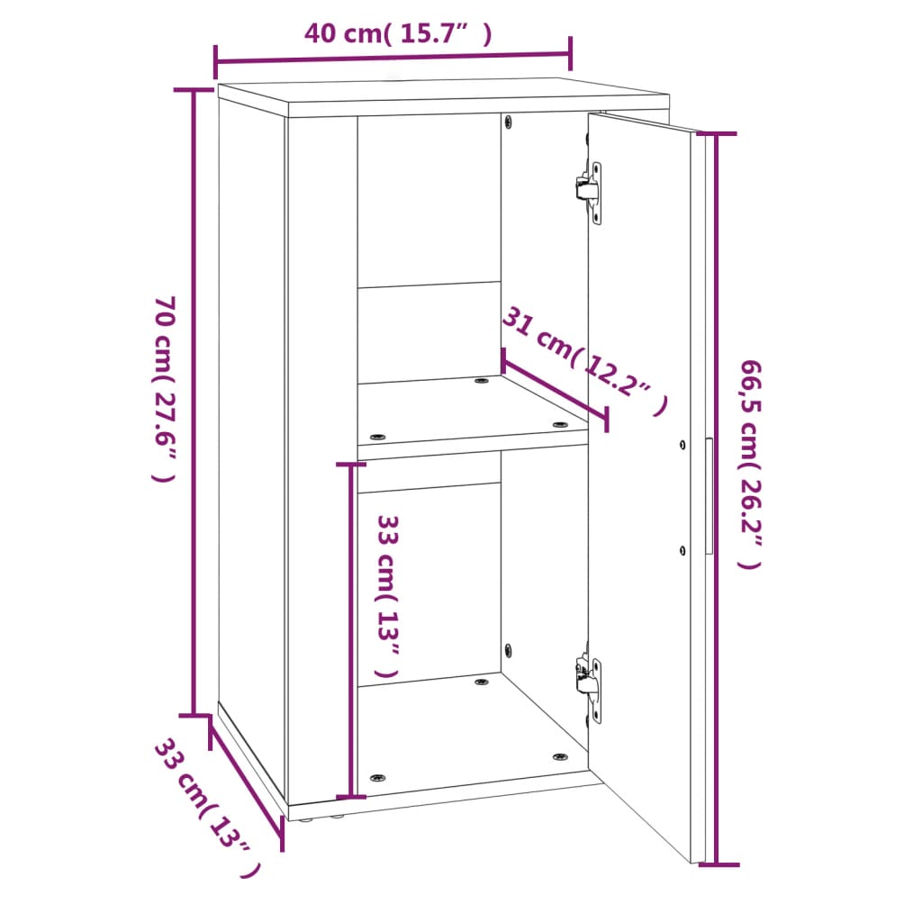 vidaXL Bahut blanc brillant 40x33x70 cm en bois d'ingénierie