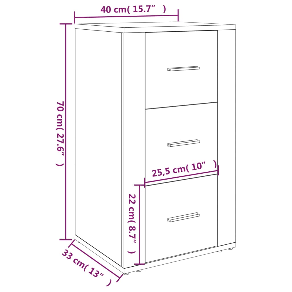 vidaXL Buffet en aggloméré Chêne Sonoma 40x33x70 cm