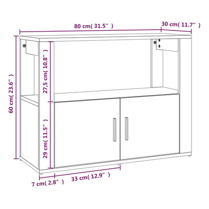 vidaXL Buffet gris béton 80x30x60 cm Bois d'ingénierie