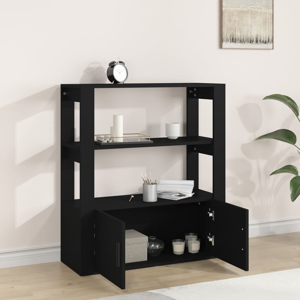vidaXL Buffet noir 80x30x90 cm Bois d'ingénierie