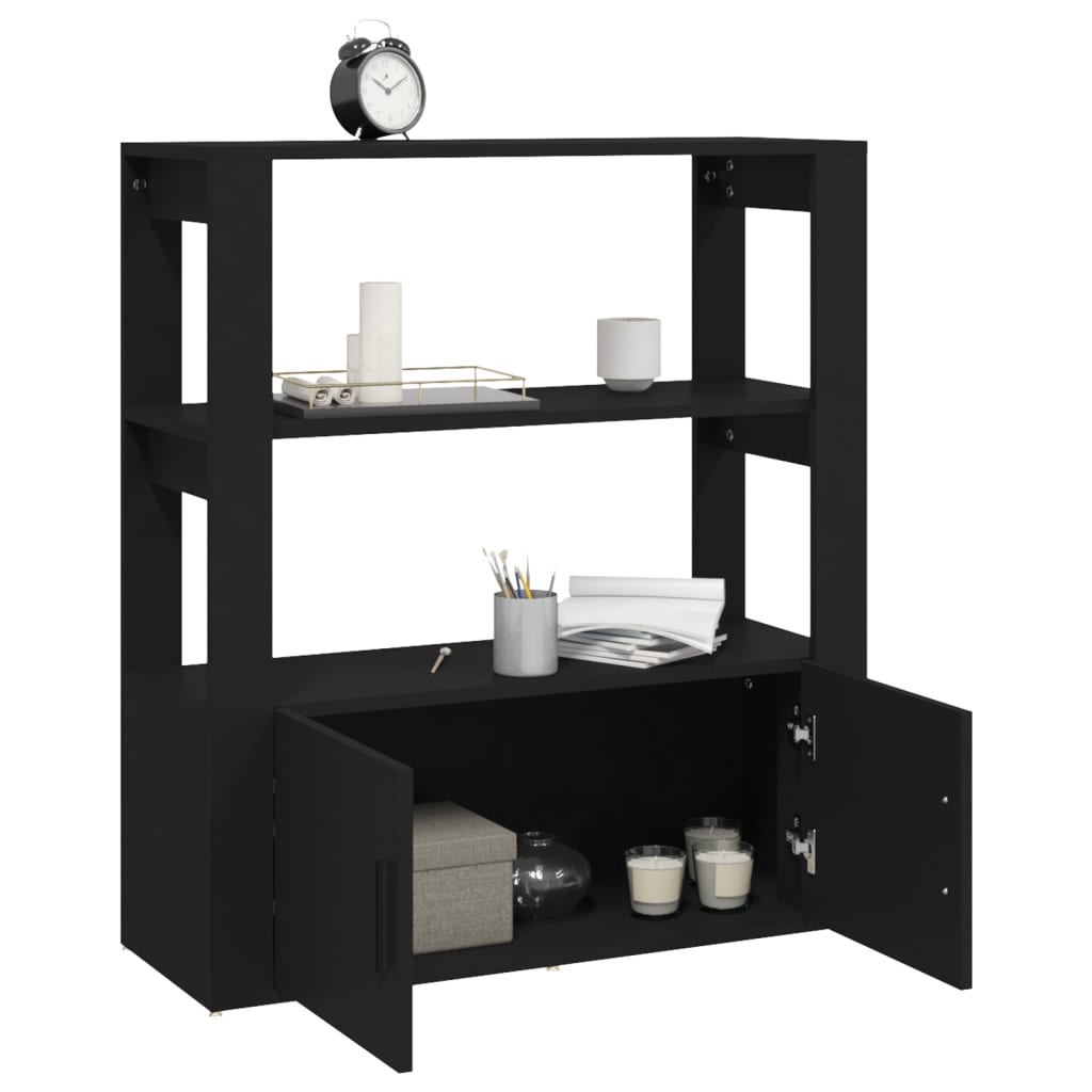 vidaXL Buffet noir 80x30x90 cm Bois d'ingénierie