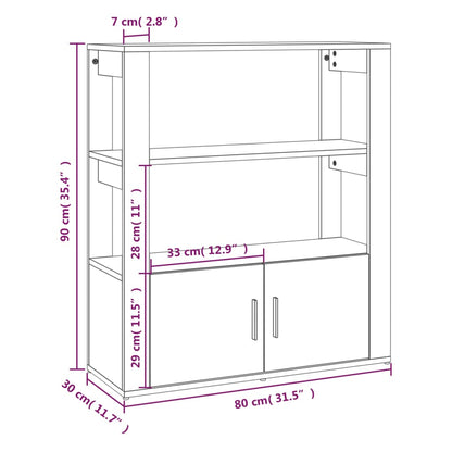 vidaXL Buffet noir 80x30x90 cm Bois d'ingénierie