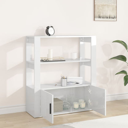 vidaXL Buffet blanc brillant 80x30x90 cm Bois d'ingénierie
