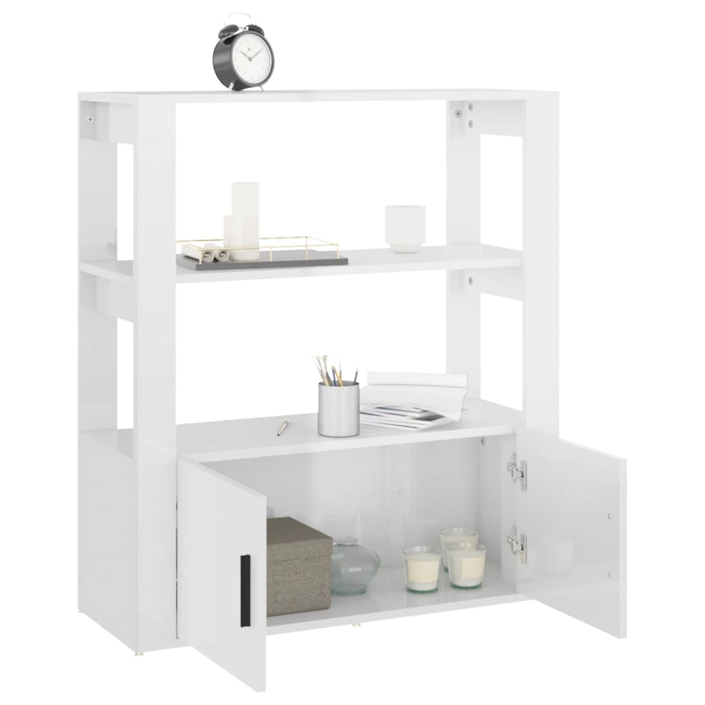 vidaXL Buffet blanc brillant 80x30x90 cm Bois d'ingénierie