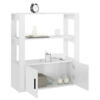 vidaXL Buffet blanc brillant 80x30x90 cm Bois d'ingénierie