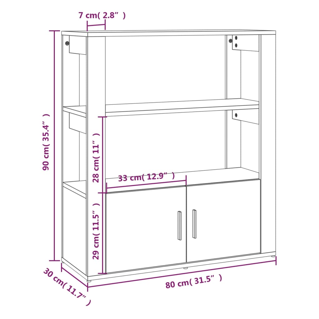 vidaXL Buffet blanc brillant 80x30x90 cm Bois d'ingénierie