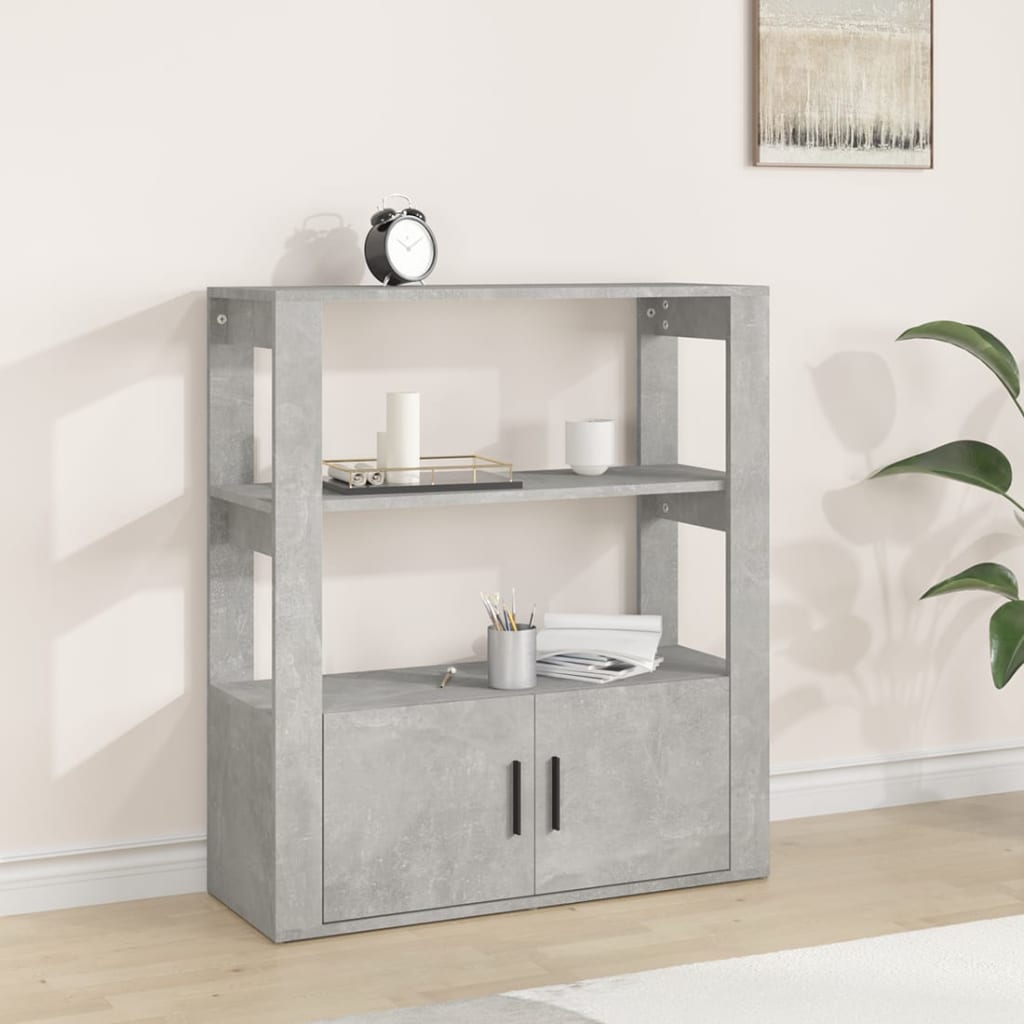 vidaXL Buffet gris béton 80x30x90 cm Bois d'ingénierie