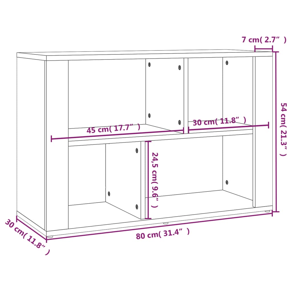 vidaXL Bahut blanc brillant 80x30x54 cm Bois d'ingénierie