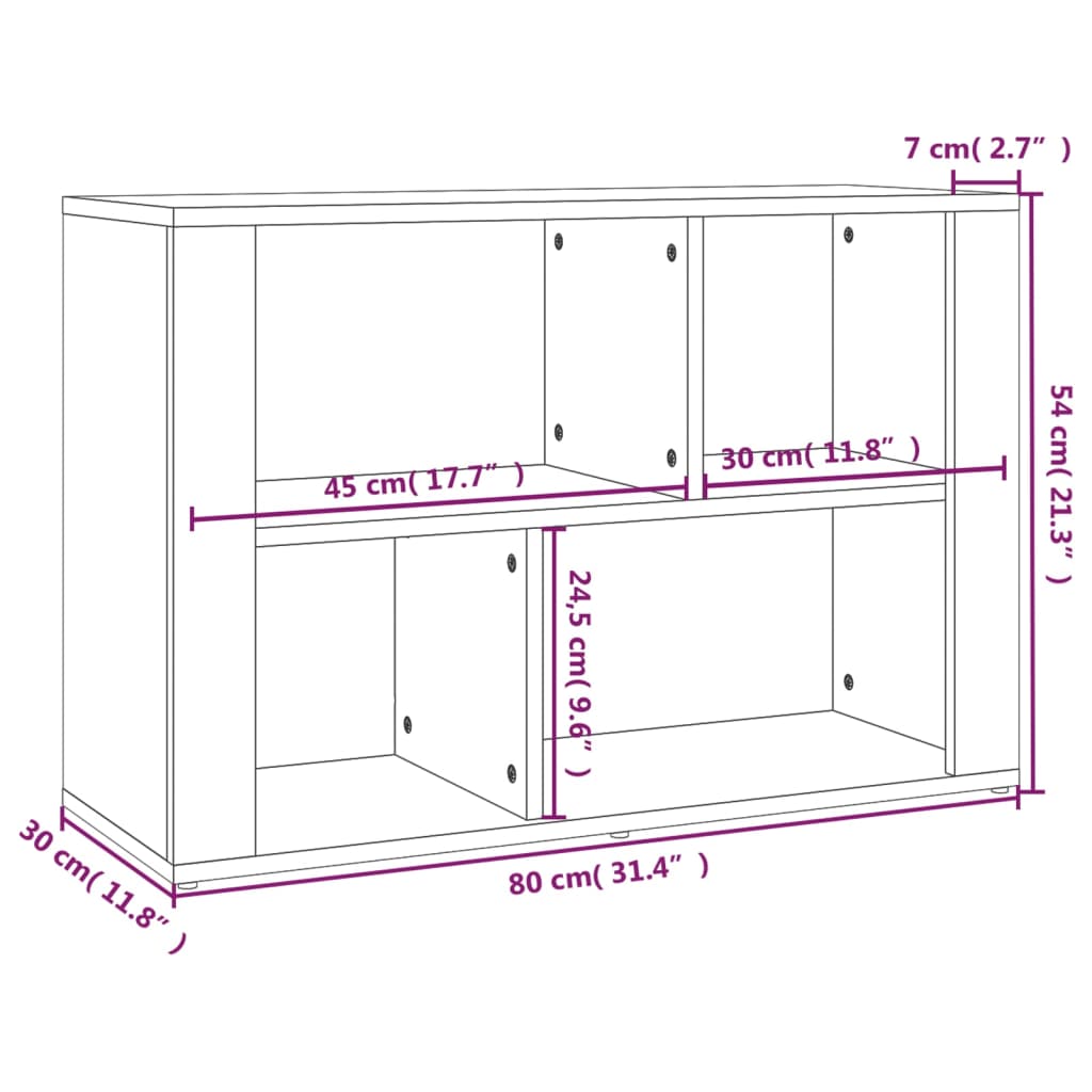 vidaXL Buffet chêne fumé 80x30x54 cm bois d'ingénierie