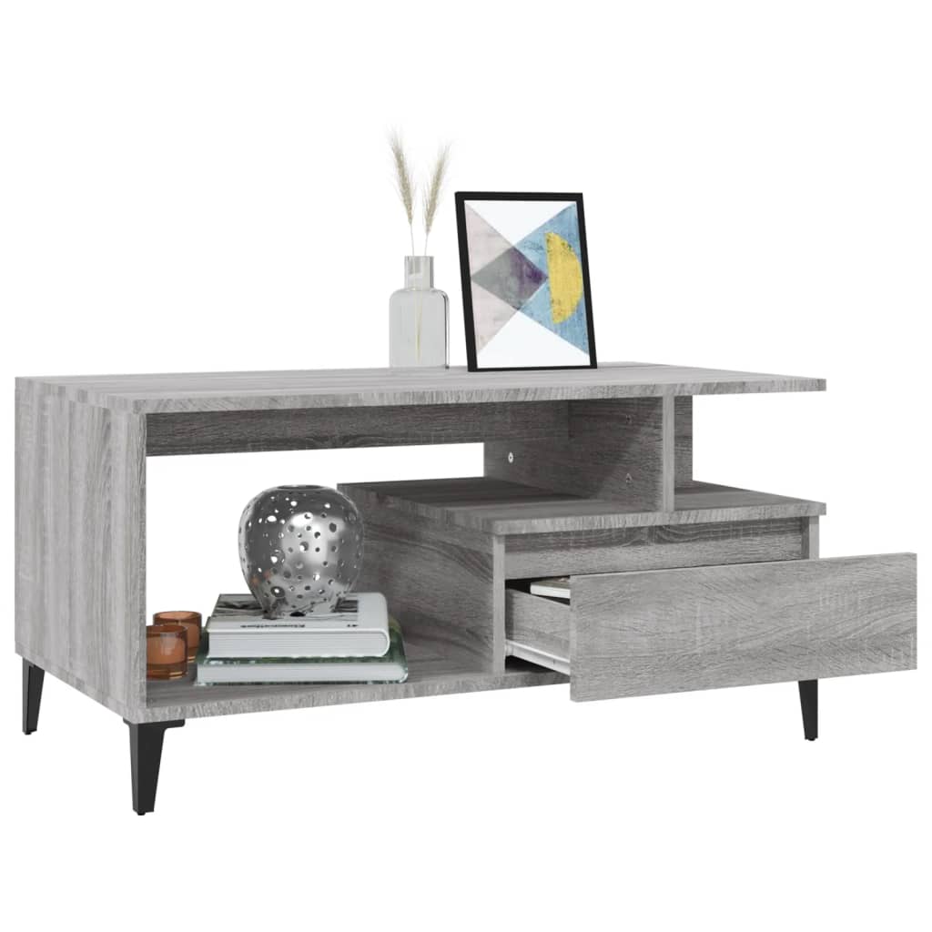 vidaXL Couchtisch Grau Sonoma 90x49x45 cm Holzwerkstoff