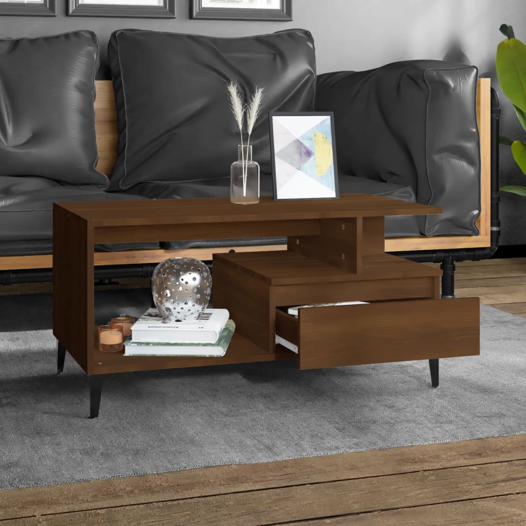 vidaXL Table basse aspect chêne marron 90x49x45 cm Aggloméré