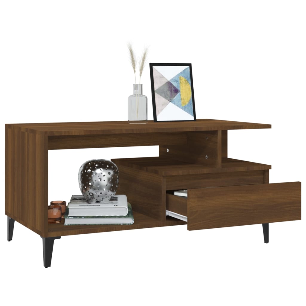 vidaXL Table basse aspect chêne marron 90x49x45 cm Aggloméré